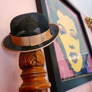 Madcap Vintage Mesh Bowler Ribbon Bow Lined Hat